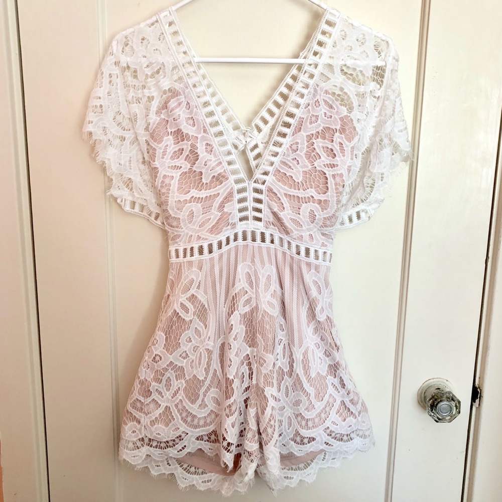 Deep V Lace romper